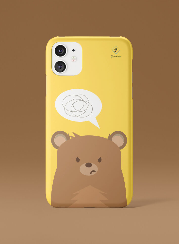 Angry Teddy Bear Illustration Phone Case front