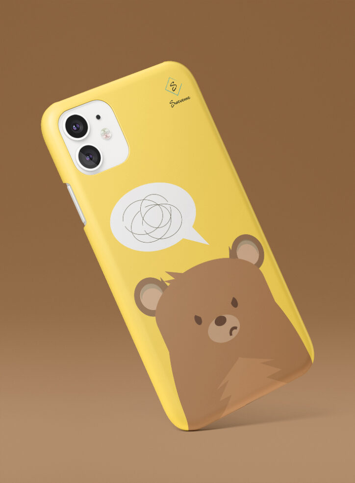 Angry Teddy Bear Illustration Phone Case Side