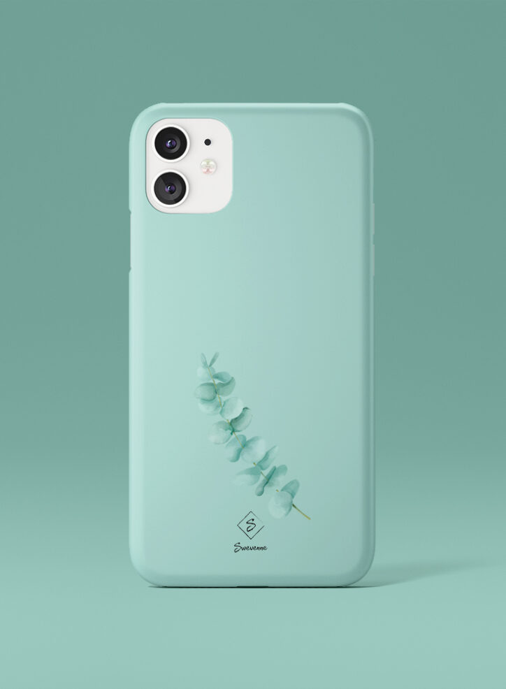 Small Eucalyptus branch with green leaves phone case front