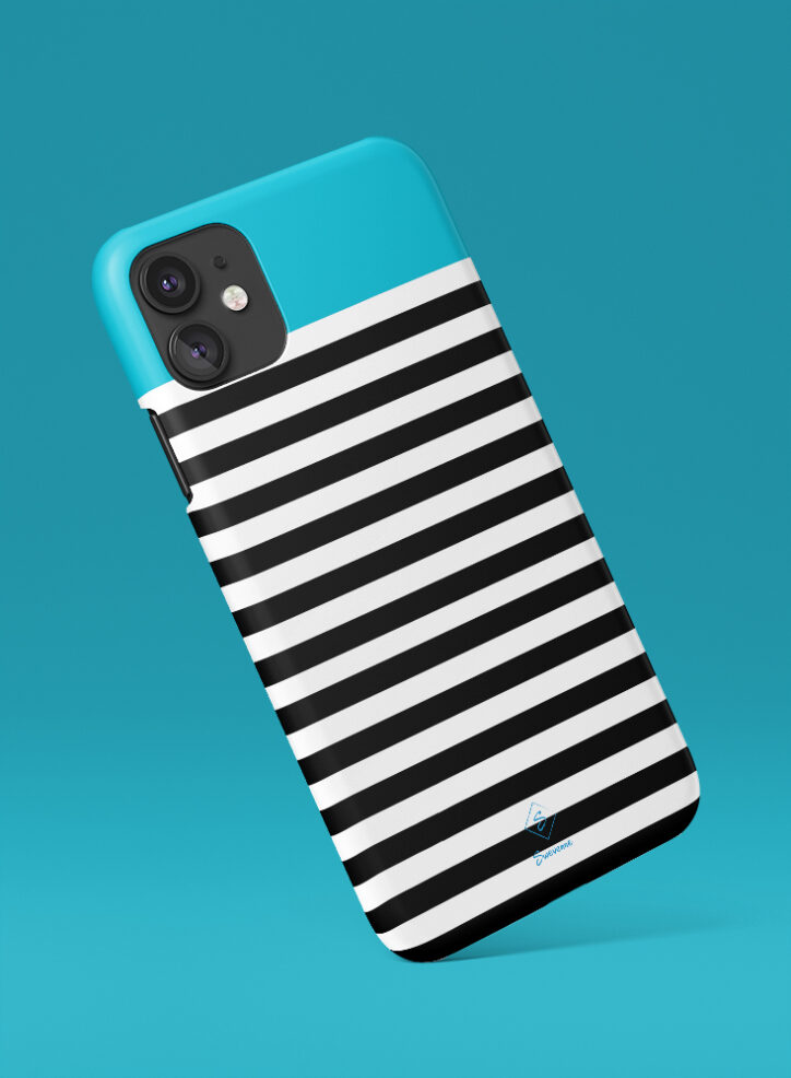 Blue head with zebra lines phone case side