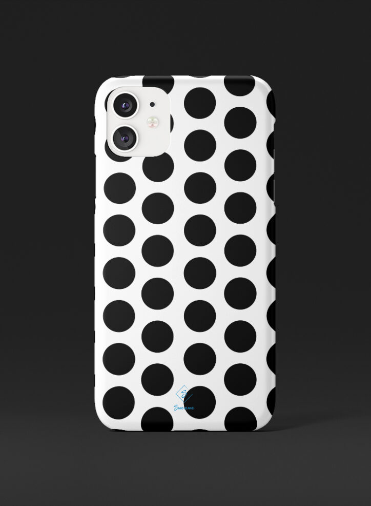 Big Black dots in white background phone case front