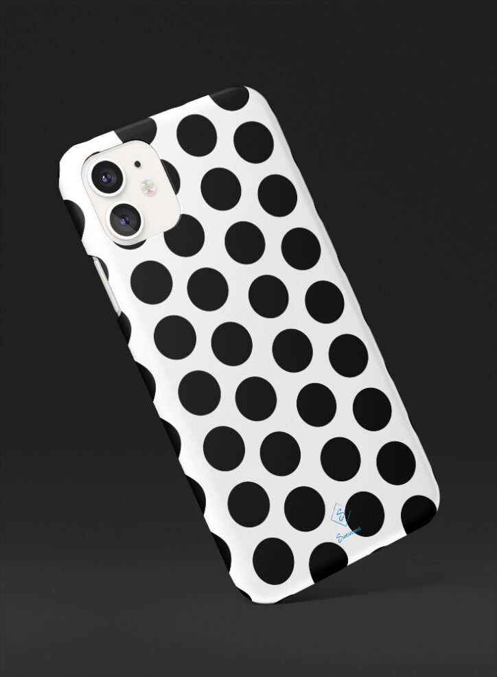 Big Black dots in white background phone case side