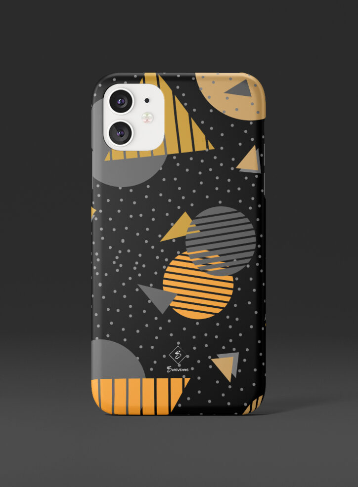 Triangles and circles black memphis phone case front