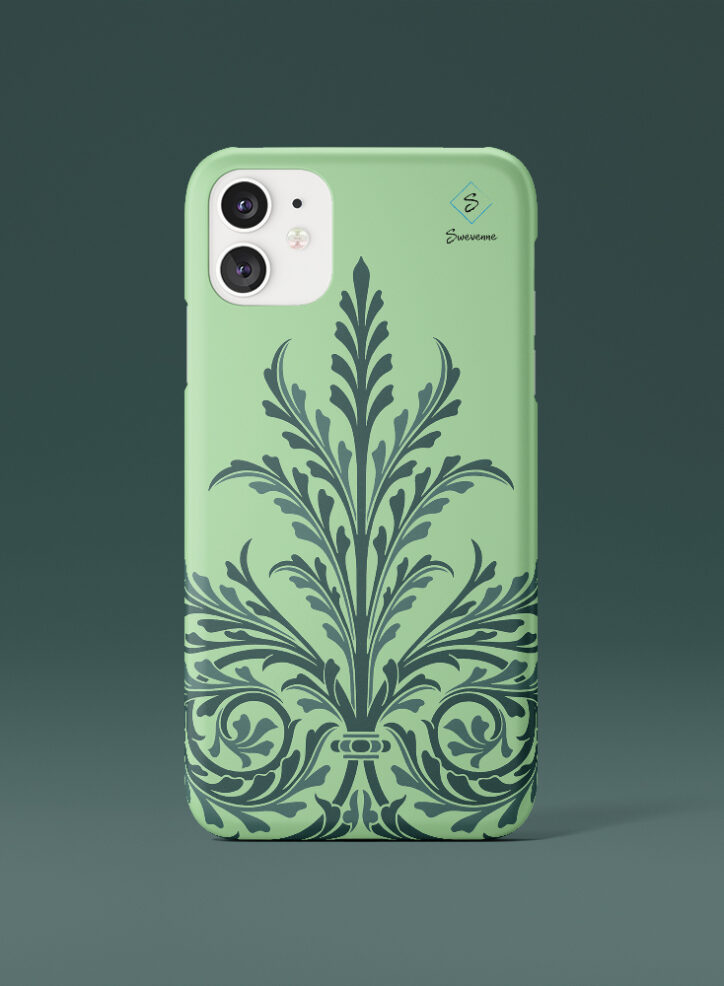green flower blossoms in isometric form phone case front