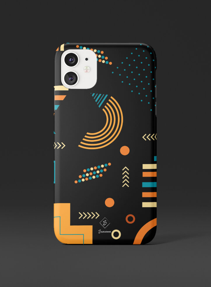 Memphis designed geometric shapes phone case front