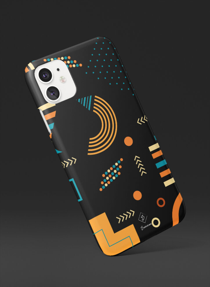Memphis designed geometric shapes phone case side