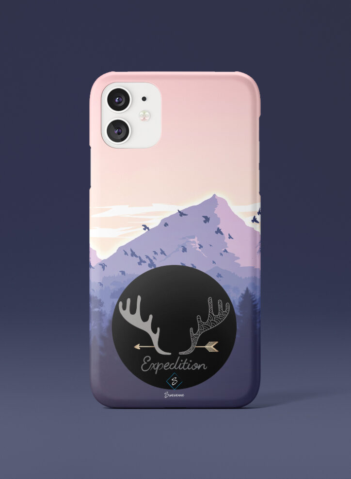 Purple & Creamy Forest and Mountains Expedition Phone Case Front
