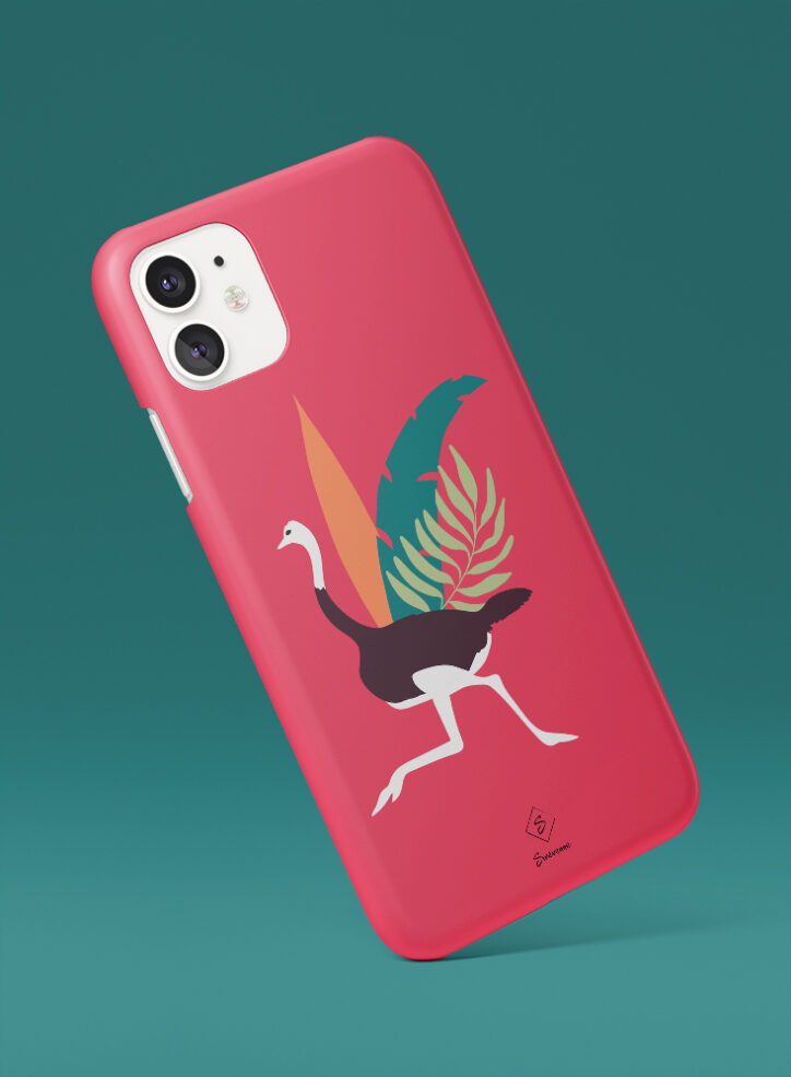 Running Ostrich phone case side