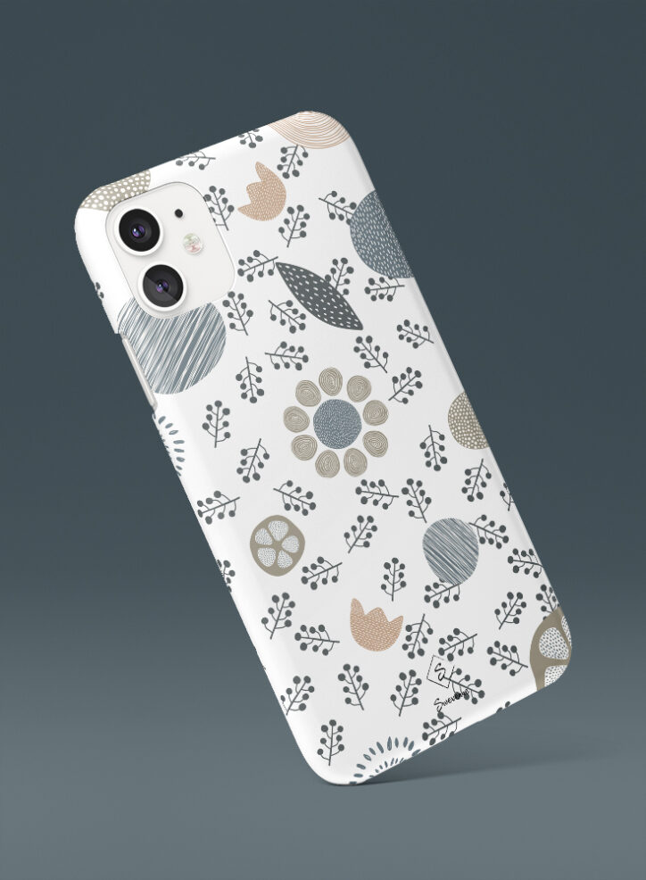 flower and floral elements in white phone case side