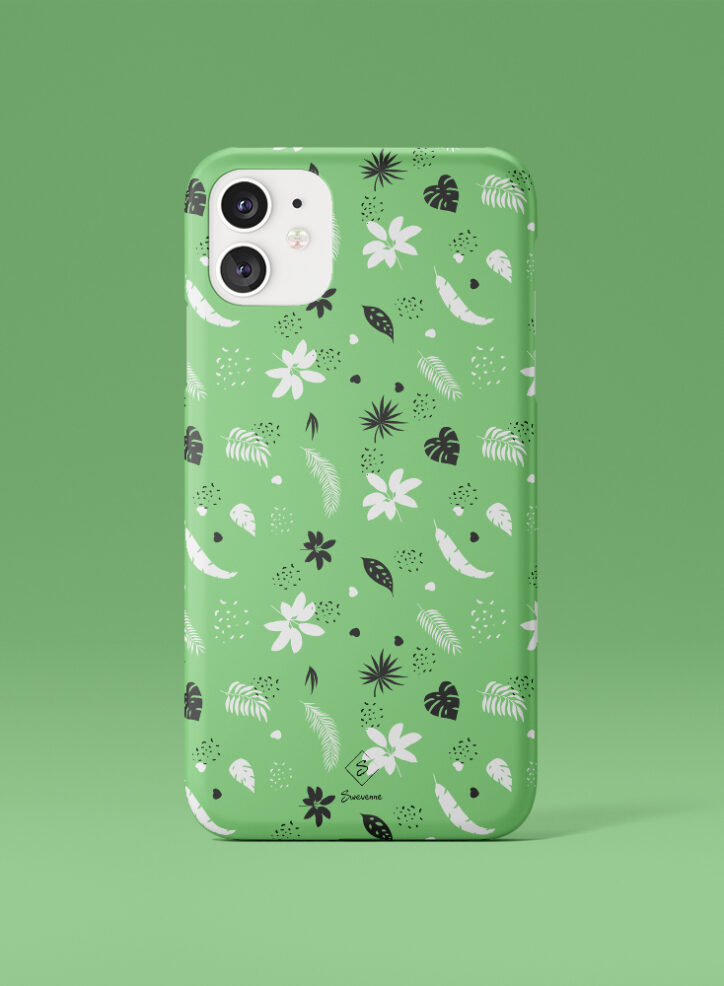 Green forest leaves pattern phone case front