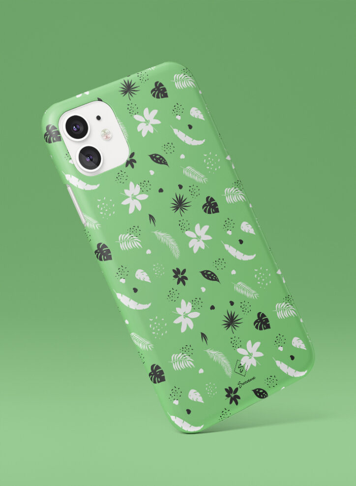 Green forest leaves pattern phone case side