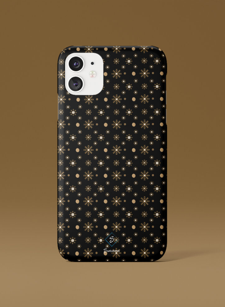 Golden Snow Flakes Pattern Phone Case Front