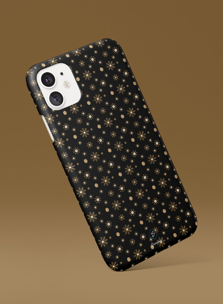Golden Snow Flakes Pattern Phone Case Side