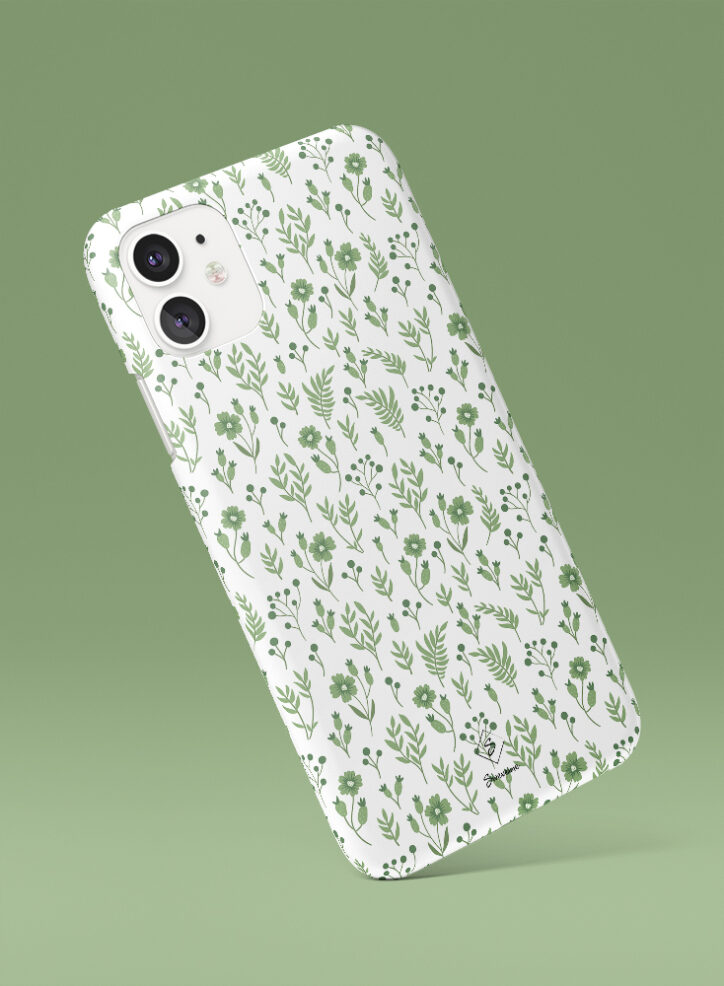 Forest green blossoms pattern phone case side