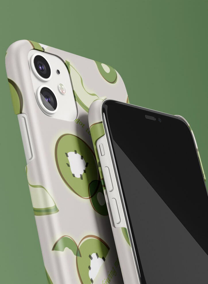 Kiwi fruit illustration phone case closeup