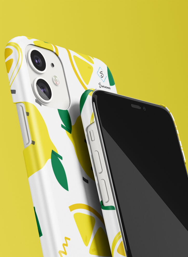 Lemon fruit illustration phone case closeup
