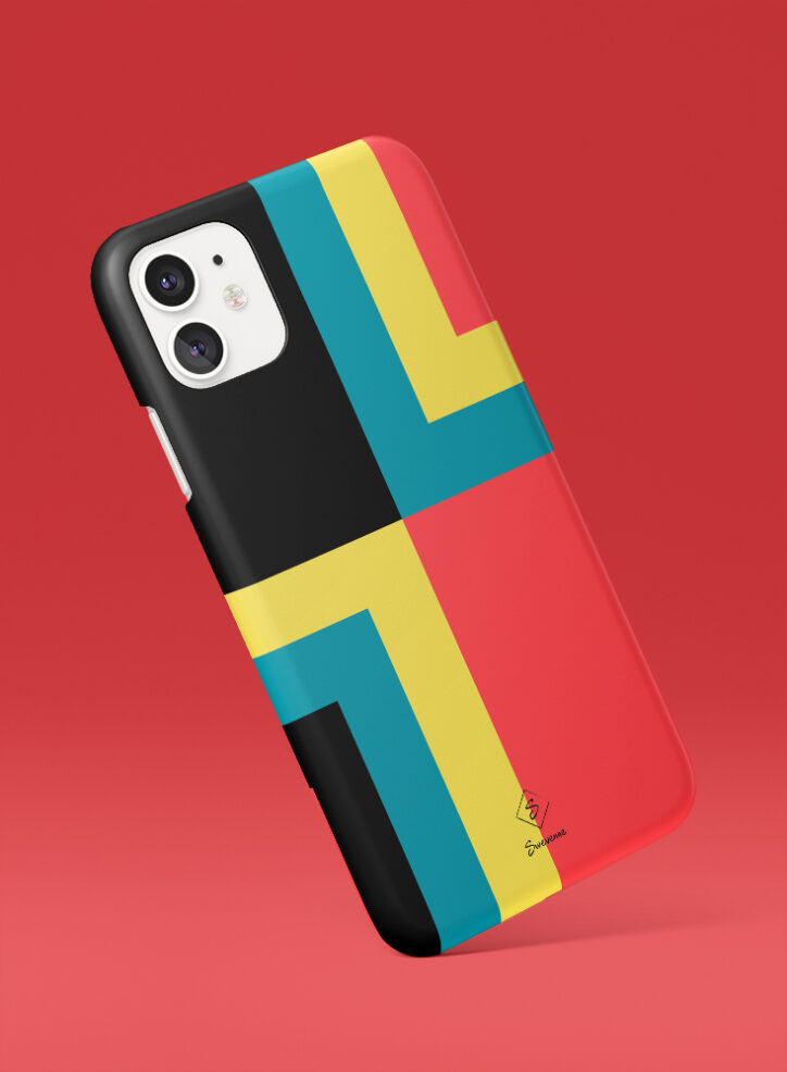 Bright coloured rectangles phone case side