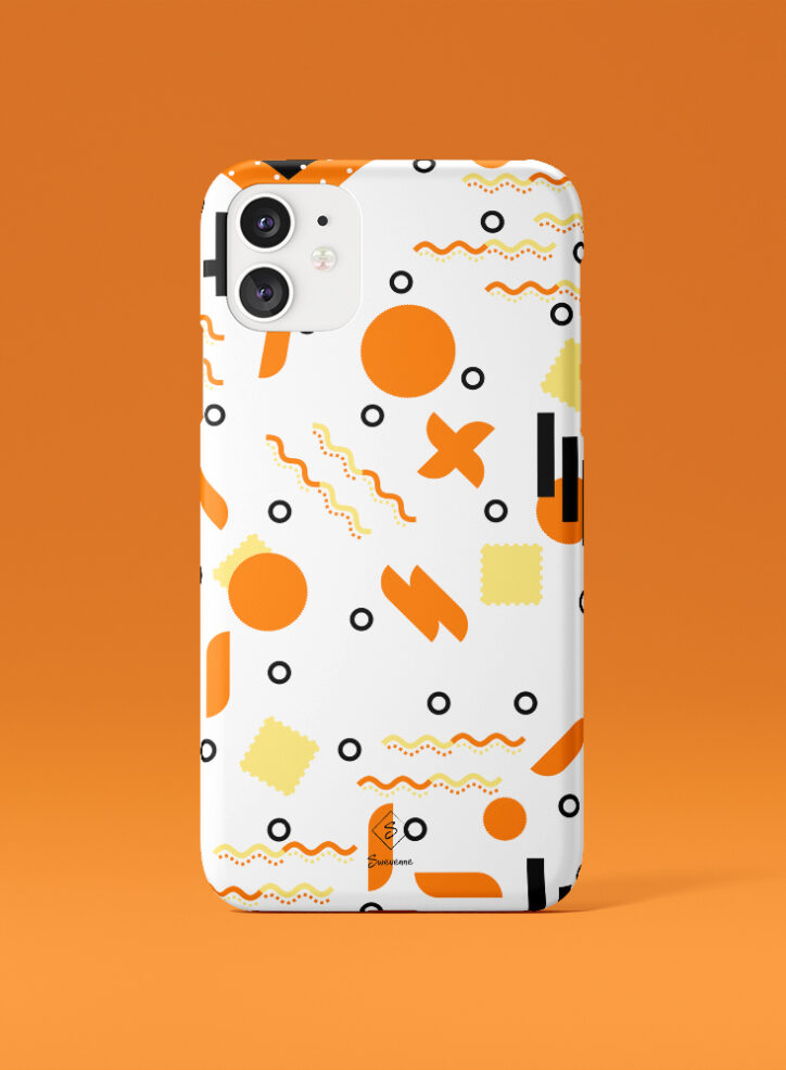 Memphis shaped bright geometric shapes phone case front