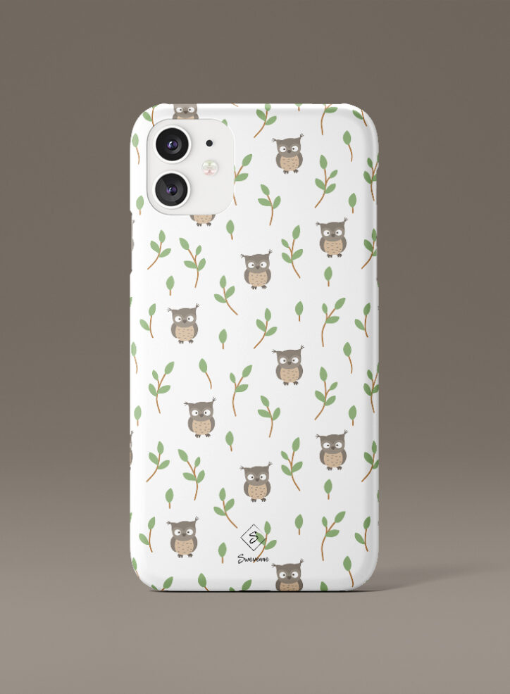 Owl in the forest pattern phone case front