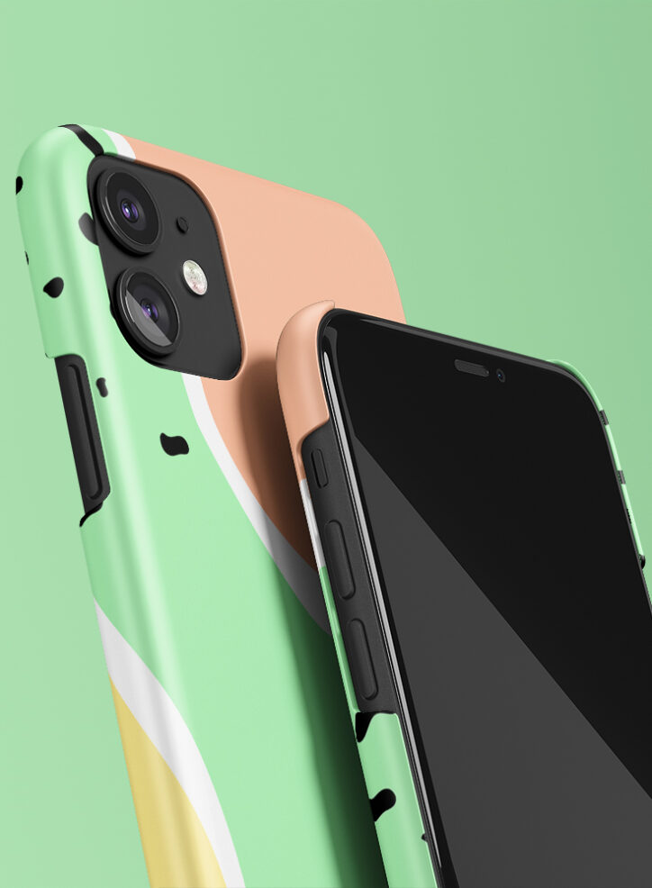 Pista coloured memphis type phone case closeup