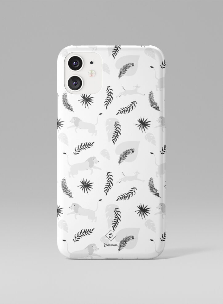 Lion hunting a deer in the forest pattern phone case front