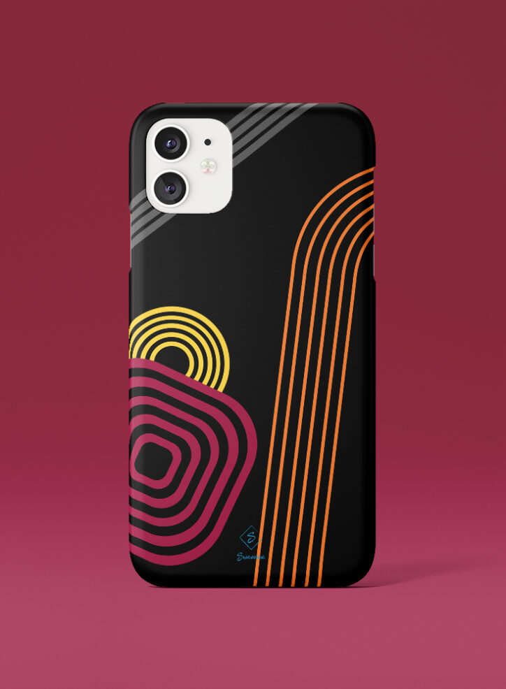 Roundeed geometric shapes in dark phone case front