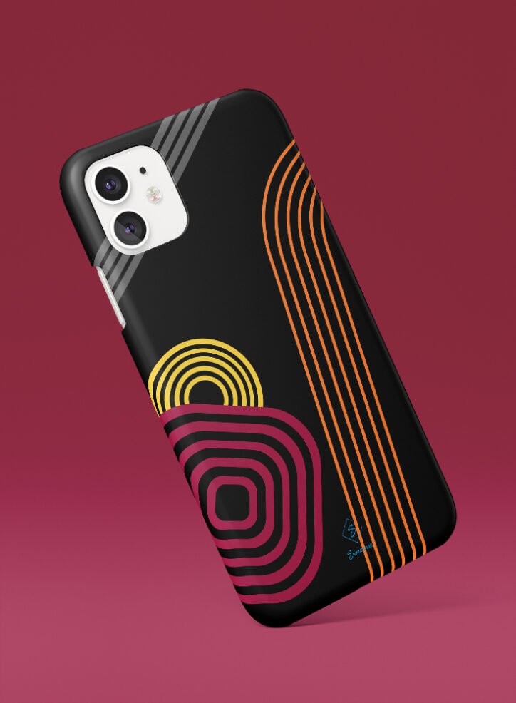 Roundeed geometric shapes in dark phone case side