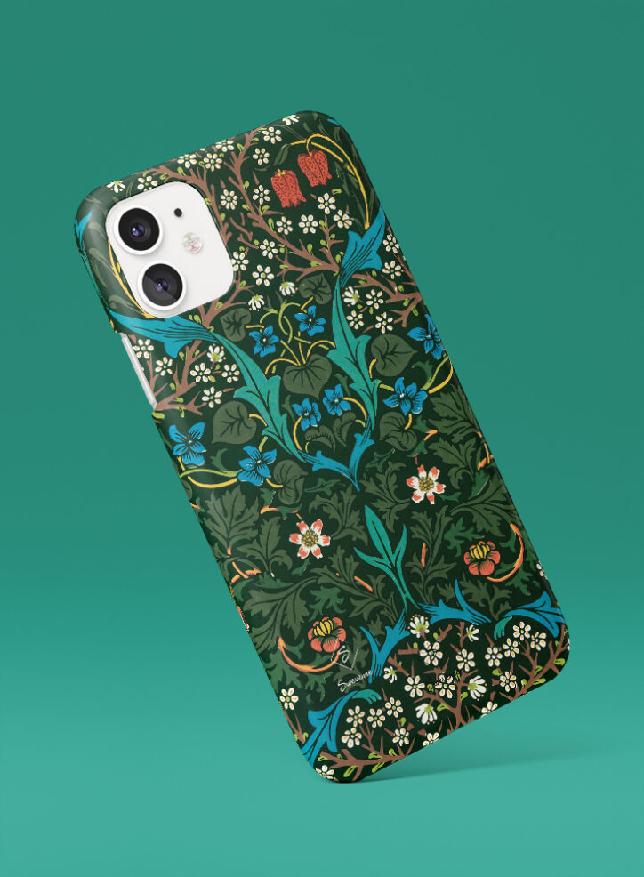 Tulip flowers and leaves floral vine phone case side