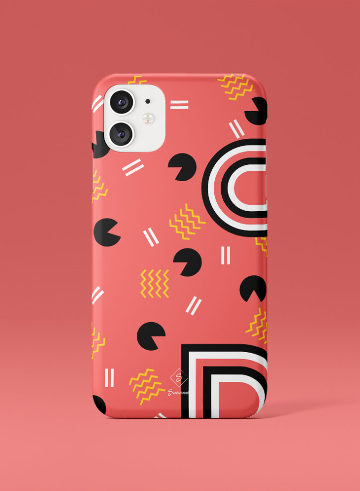 humorous shapes running around memphis pattern phone case front