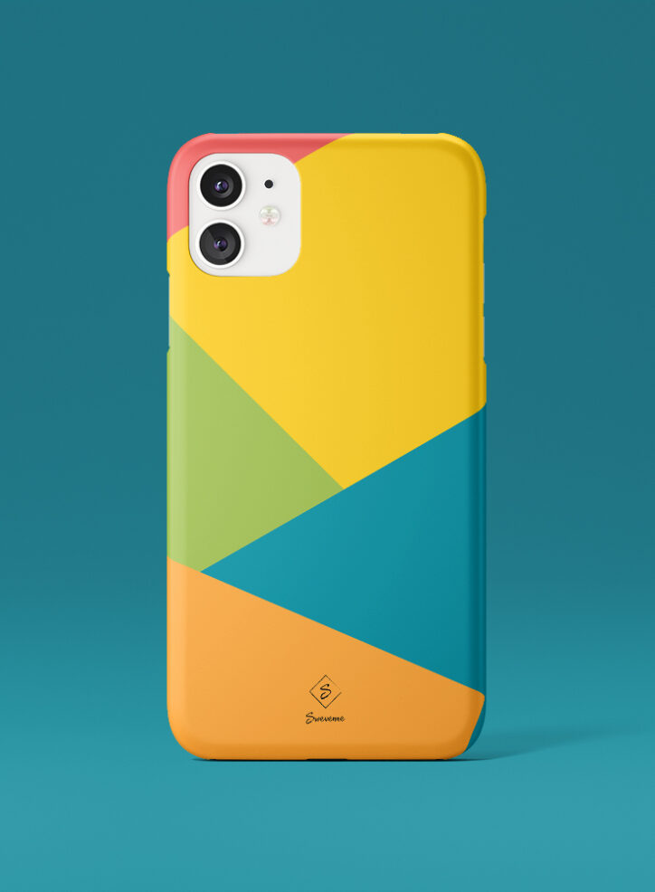Colourful squares at random angles phone case front