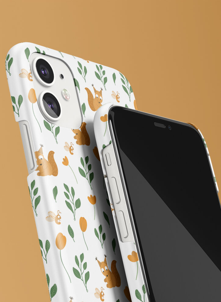 squirrel in the forest pattern phone case closeup