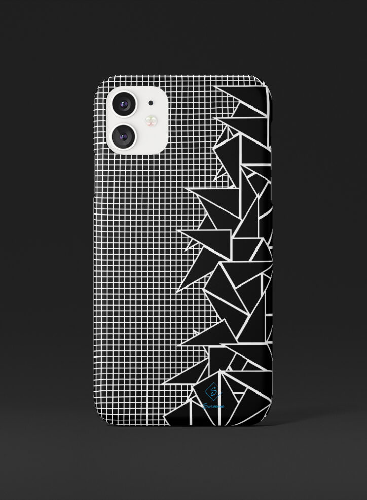 Random sized triangles stacked on top of each other phone case front