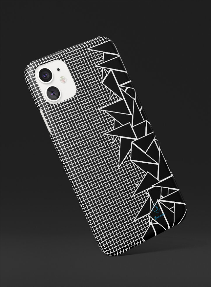Random sized triangles stacked on top of each other phone case side