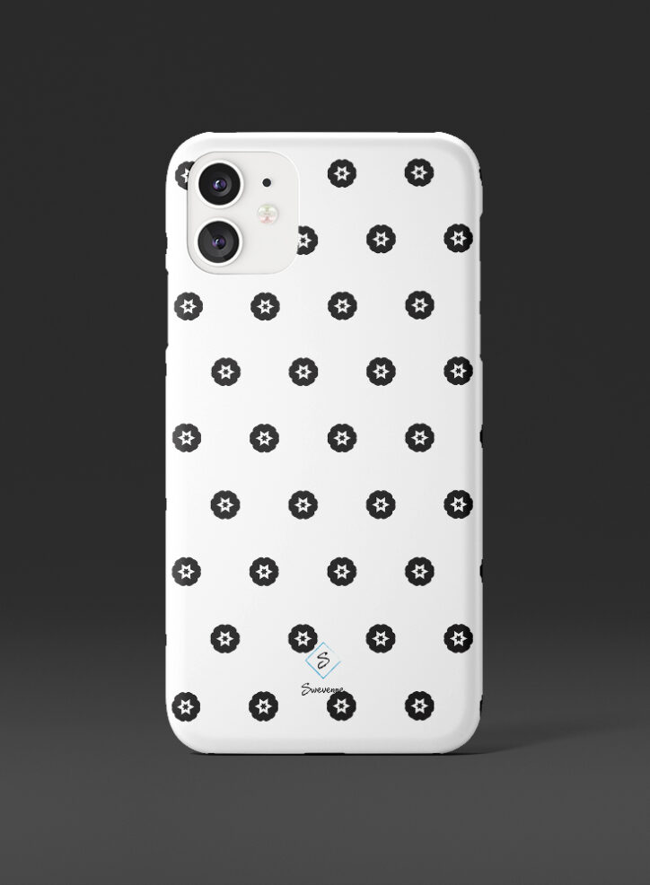 white stars in small black circles phone case front