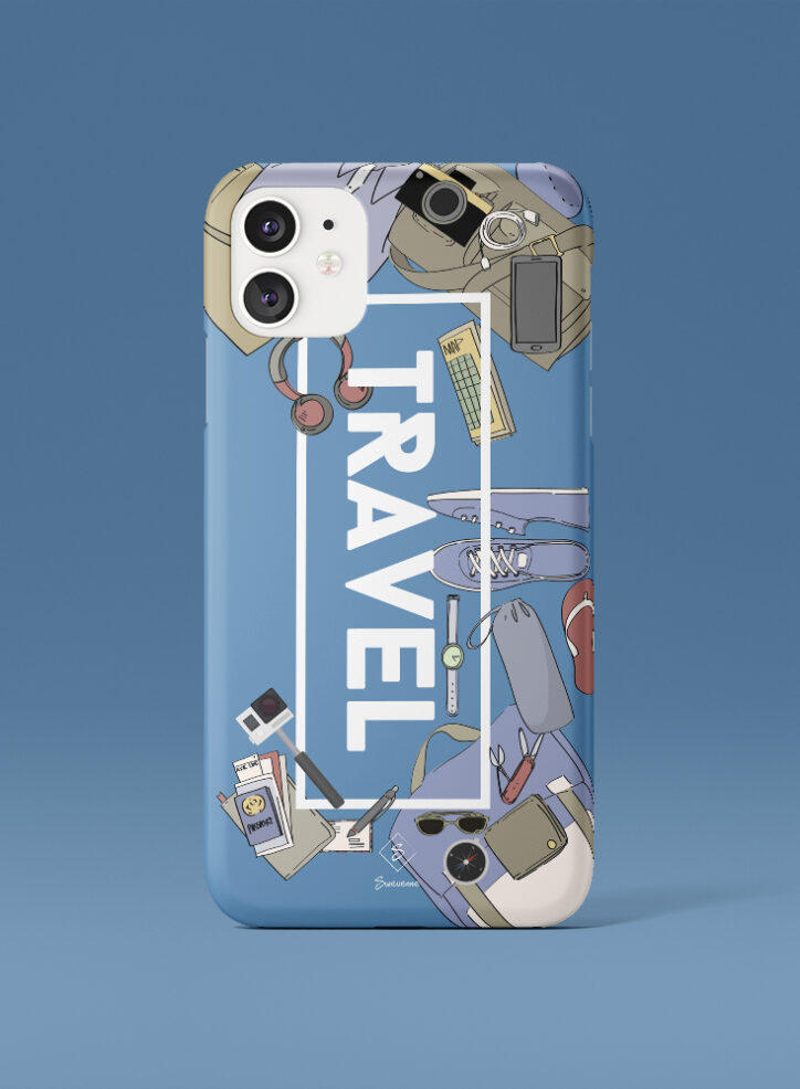 Blue Colour Travel Phone Case Front