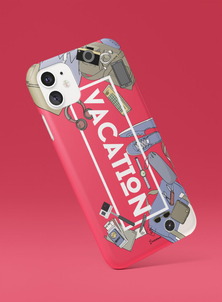 Crimson Red Vacation Phone Case Side