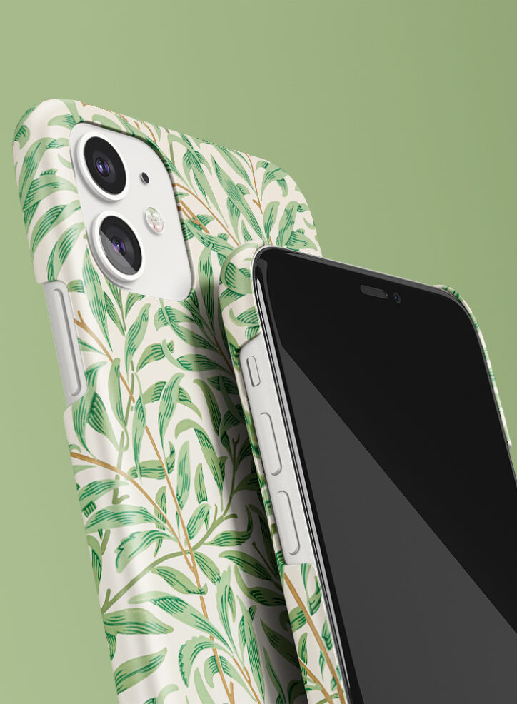 Dense leaves of willow tree phone case closeup