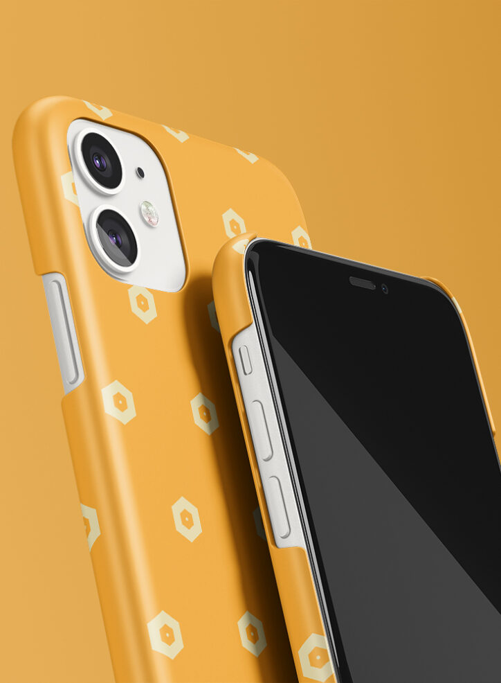 Yellow Hexagons phone case closeup