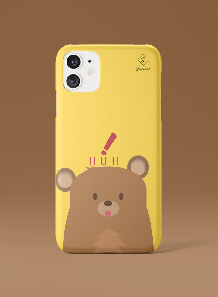 Teddy exclaiming yellow phone case front